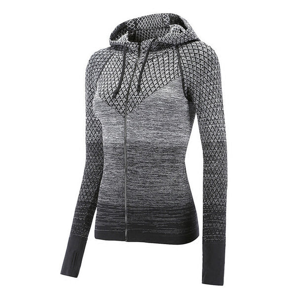 Mermaid Curve Front Zipper hooded Women's Yoga Shirts Long Sleeve Yoga Top Sportswear Quick Dry  Tracksuit Women Running Jacket