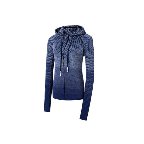 Mermaid Curve Front Zipper hooded Women's Yoga Shirts Long Sleeve Yoga Top Sportswear Quick Dry  Tracksuit Women Running Jacket