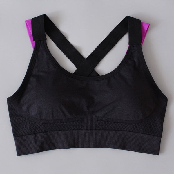 TopPick Sport Shirt Women Running Sport T-shirt Gym Shirt Women Stitching Color Yoga Top Sports Bra Top Fitness Women Sport Bra