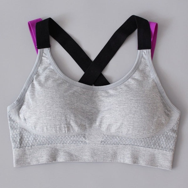 TopPick Sport Shirt Women Running Sport T-shirt Gym Shirt Women Stitching Color Yoga Top Sports Bra Top Fitness Women Sport Bra