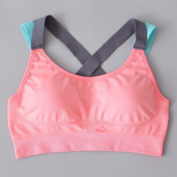 TopPick Sport Shirt Women Running Sport T-shirt Gym Shirt Women Stitching Color Yoga Top Sports Bra Top Fitness Women Sport Bra