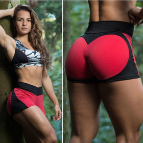 2018 Summer Yoga Shorts Women Sexy Skinny Love Patchwork Yoga High Waist Sport Fitness Women Gym Shorts Women Short Femme