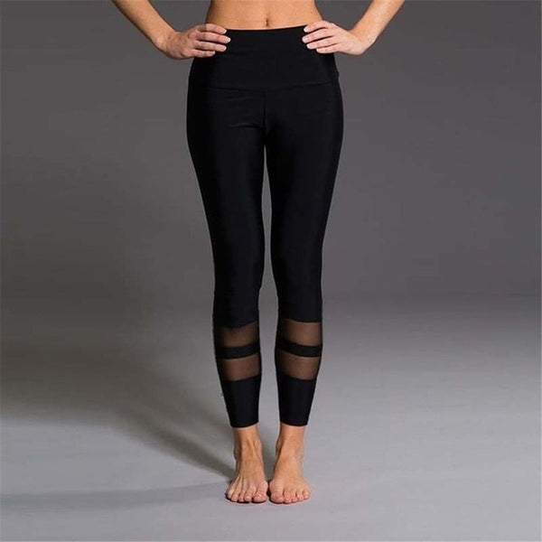 2018 Brand Mesh Leggings Yoga Women Pants Black Gray Low Waist Skinny Running Sport Leggings