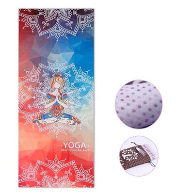 Printed Yoga Mat Towel Microfiber AbsorbSweat Yoga Towel Silica Gel Non-slip Goodgrip 183*65cm Yoga Blanket Pilates Mat Cover