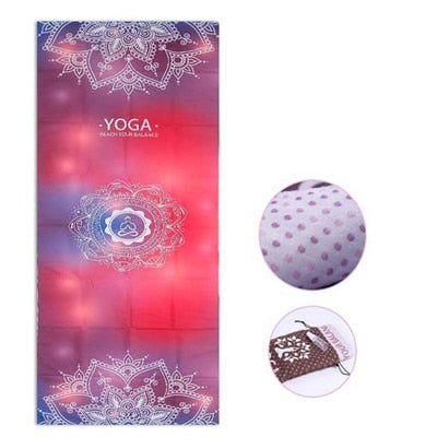 Printed Yoga Mat Towel Microfiber AbsorbSweat Yoga Towel Silica Gel Non-slip Goodgrip 183*65cm Yoga Blanket Pilates Mat Cover