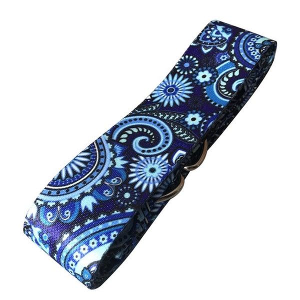 2018 New Color Pattern Stretchy Yoga Band Durable Cotton Exercise Strap Adjustable D-Ring Buckle Gives Flexibility For Yoga