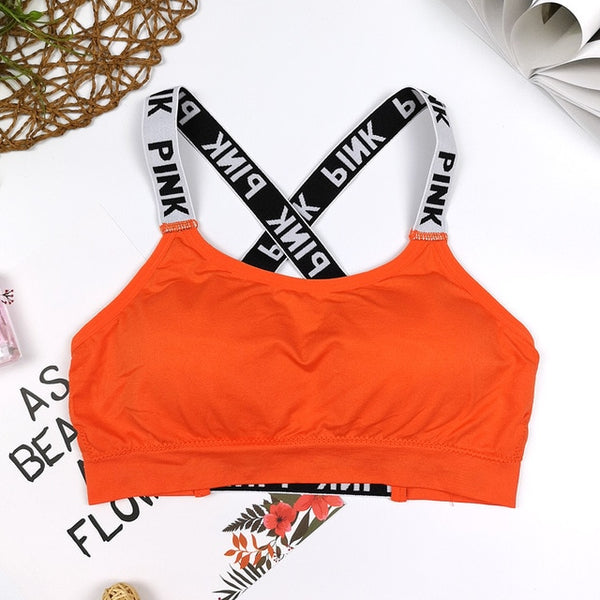 Push Up Sports Top Gym Women Yoga Top For Fitness Cross Strap Womens Gsleeveless Gym Running Top Padded Tank Athletic Vest