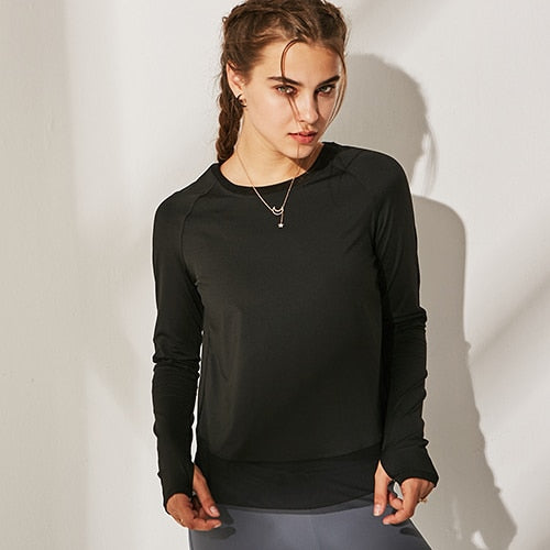 O neck Long Sleeve Mesh Yoga Shirt Women Back Split Cross Wrap Fitness T Shirt with Thumb Holes Workout Tops Woman Sportswear