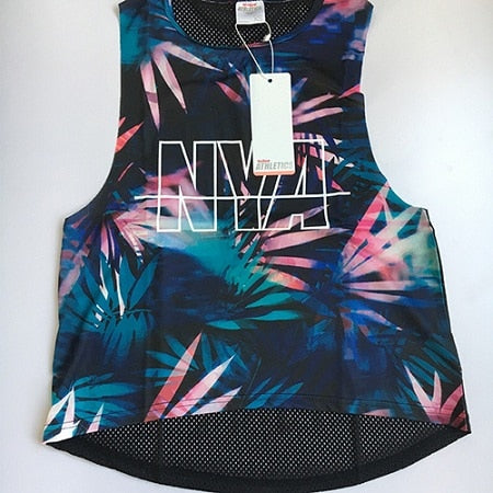 Print Sexy Sport Top Fitness Women Sleeveless Yoga Shirts Fitness Sport Shirt Women Female Sports Top Ladies T Shirt