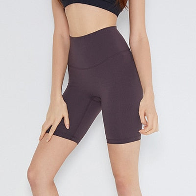 Women's 8'' High Waist Tummy Control Workout Yoga Shorts Black Compression Athletic Bike Running Shorts Slim Stretch Gym Tights