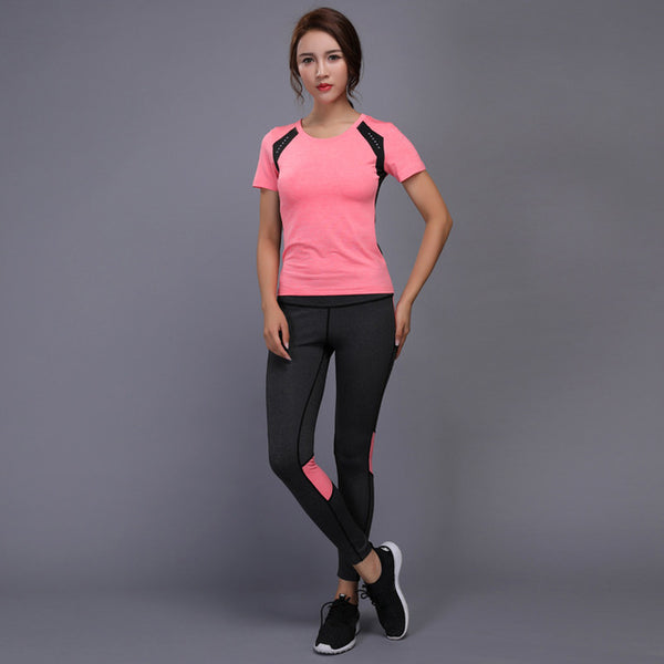 OLOEY Women Tennis Clothes Yoga Set Badminton Clothing Fitness Running Shirt+Pants Quick Dry Gym Workout Jogging Sport Suit