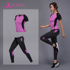OLOEY Women's sportswear Yoga Set Fitness Gym Clothes Running Tennis Shirt+Pants Yoga Leggings Jogging Workout Sport Suit