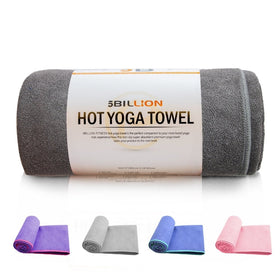 Yoga Towel with 4 Corner Pockets - 24" x 72" - Microfiber Hot Yoga Towel, Bikram Yoga Towel, Ashtanga Yoga