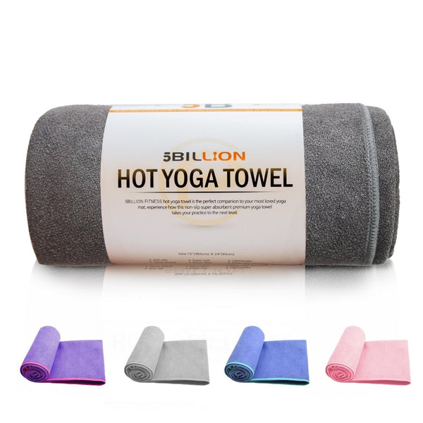 Yoga Towel with 4 Corner Pockets - 24" x 72" - Microfiber Hot Yoga Towel, Bikram Yoga Towel, Ashtanga Yoga
