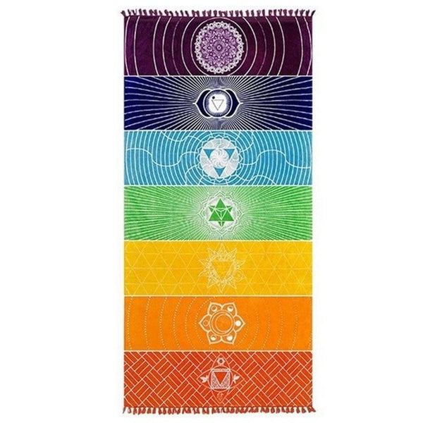 Cotton Yoga 7 Chakra Colored Rainbow Mat For Fitness Sports Pilates Exercise Mats Travel Tapestry Beach Throw Towel Yoga Mat