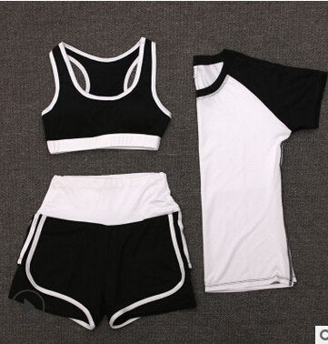High waist pants+shorts+bra+t shirt+coats women sportswear 5PCS set outdoor running quick dry yoga clothing fitness gym sets