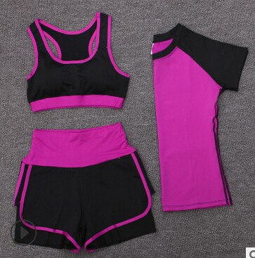 High waist pants+shorts+bra+t shirt+coats women sportswear 5PCS set outdoor running quick dry yoga clothing fitness gym sets